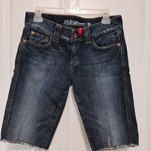 GUESS Women's Boyfriend Bermuda Jeans - Dark Blue Wash